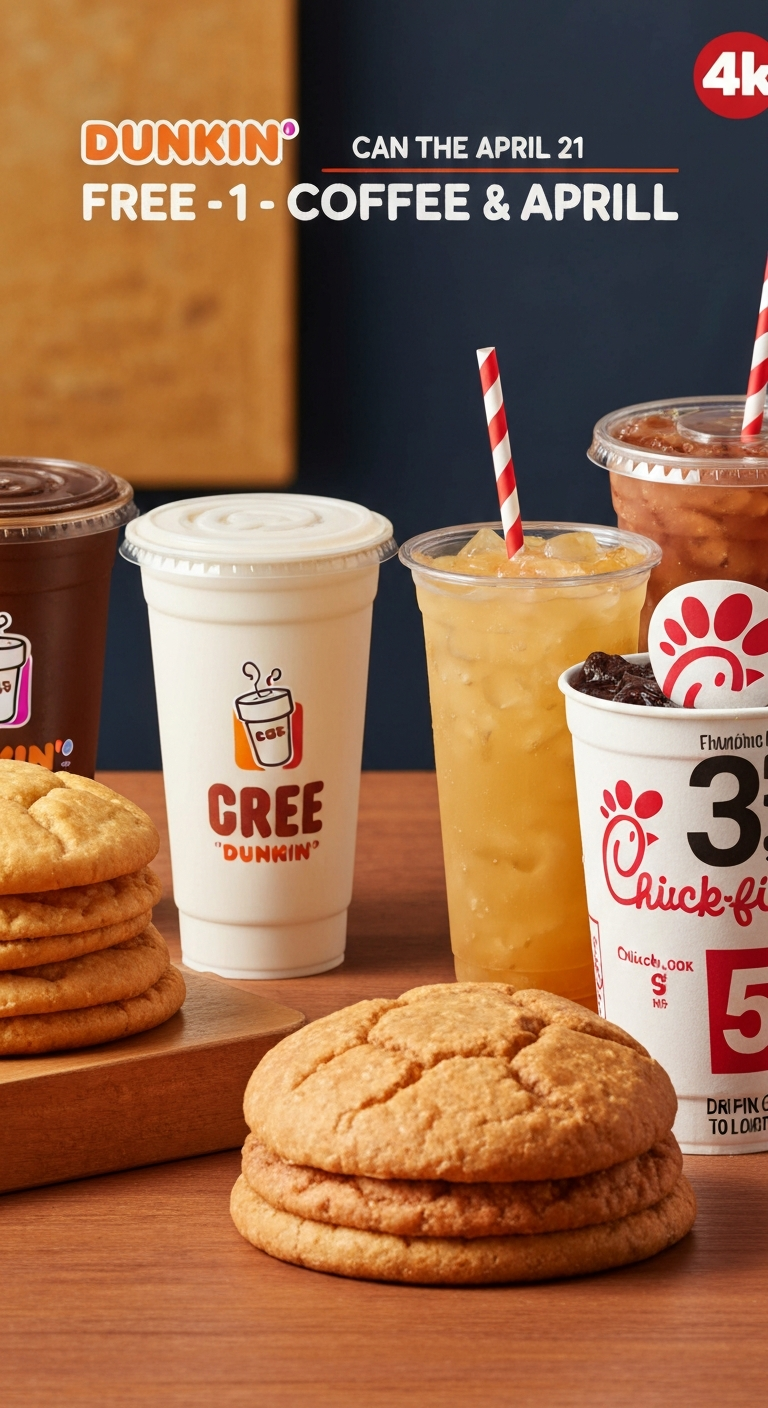 Dunkin free coffee April 21 vs Chick-fil-A drink deals hype