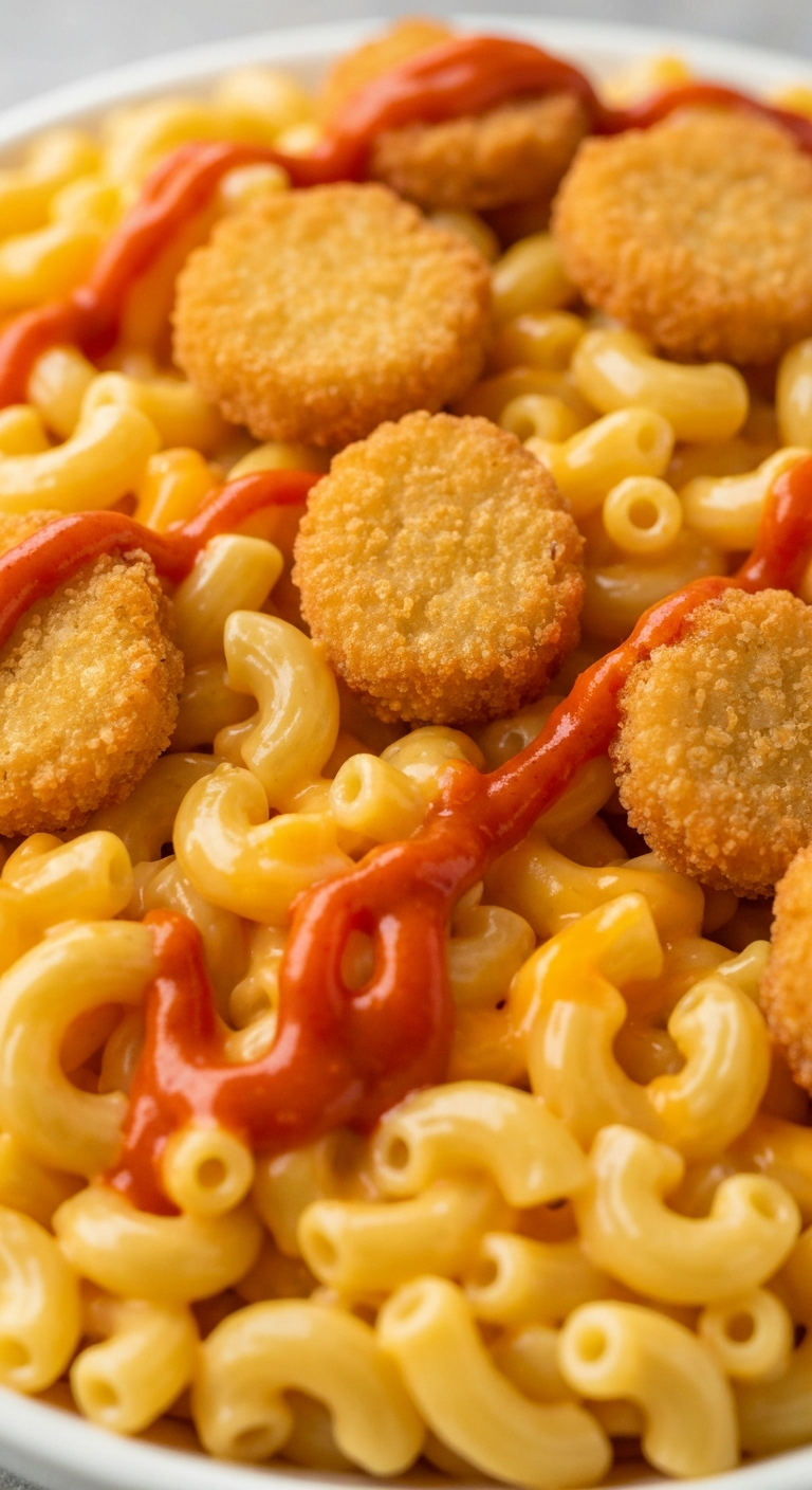 Mix your Mac & Cheese with chopped nuggets and buffalo sauce. This 'Buffalo Mac' hack is a total game-changer! 🧀🌶️